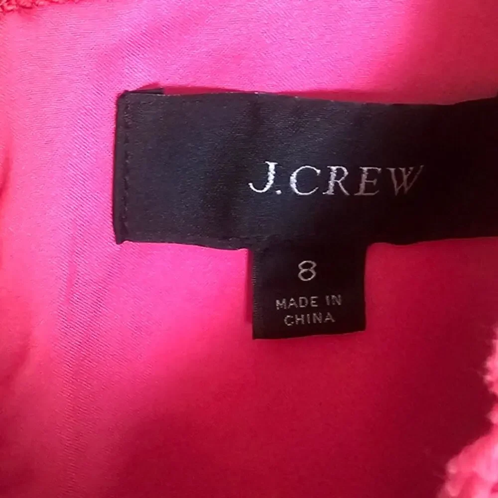 J. Crew Tweed Fringe Neon Pink Preppy Sleeveless Dress